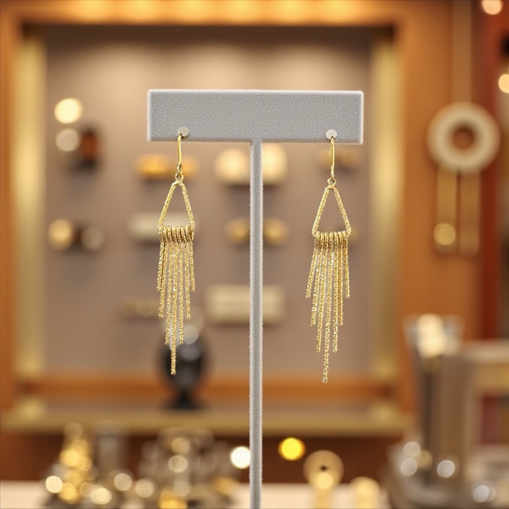 Elegant Gold Fringe Dangle Earrings